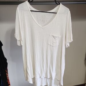 White V-Neck Oversized T-Shirt
